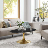 Lippa 42" Oval Artificial Marble Coffee Table Modway Model: eei-5522